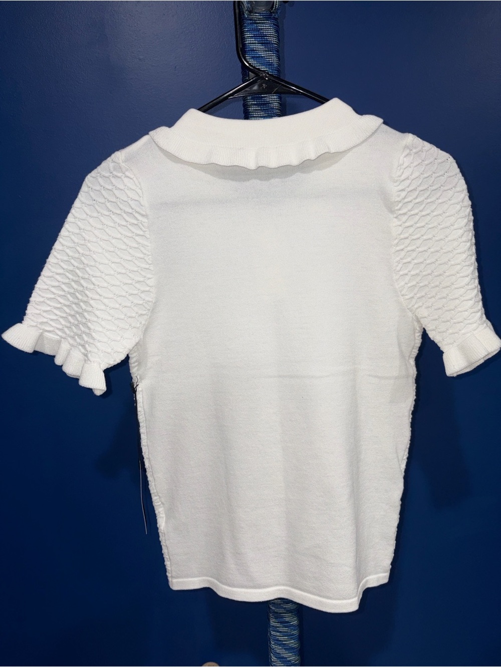 Alice Blue - NWT White Textured Knit Polo Top โ Size Large ๐ค - Picture 5 of 16